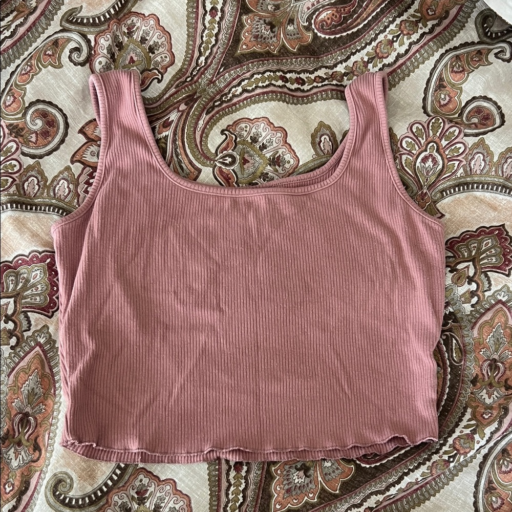 Women's Ribbed Pink Tank Top